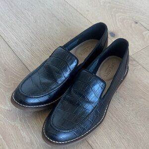 Sperry Black Croc-Embossed Leather Slip-On Loafers